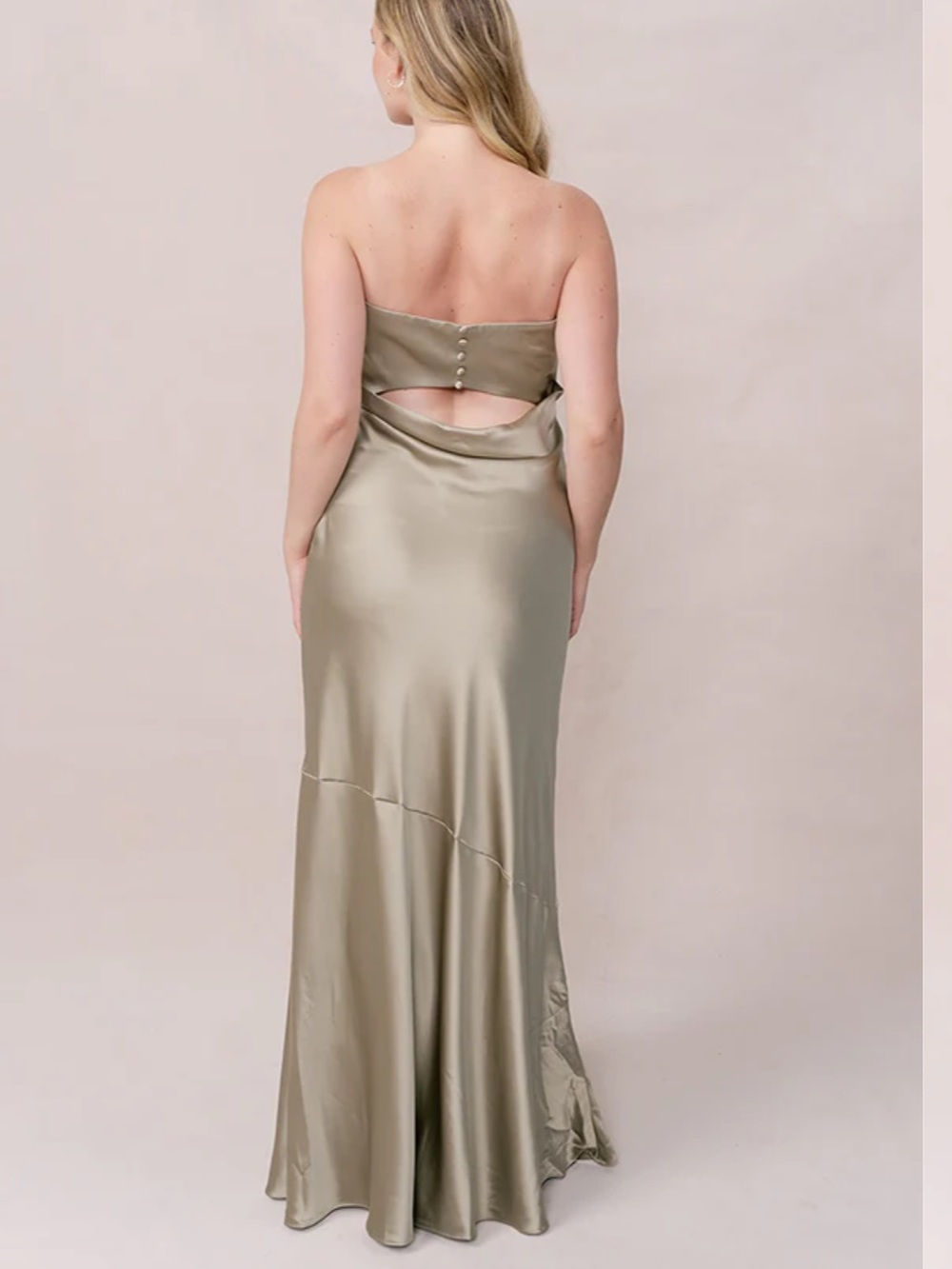 Revelry Satin Leo Dress in Silver Sage Sz 8 - Picture 2 of 14